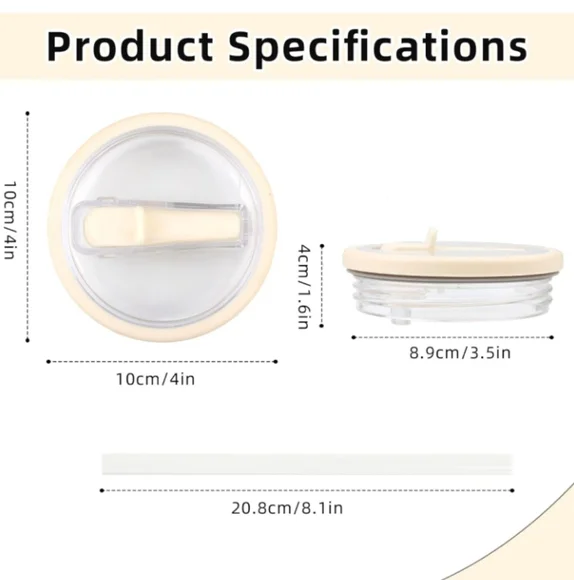 2-Replacement Lid & 2 Straws For Stanley 30oz/40oz (Cream) - Picture 5 of 7